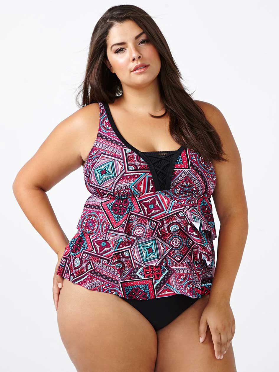 Sea - Printed Ruffled Tankini Swim Top Sea - Printed Ruffled Tankini Swim Top