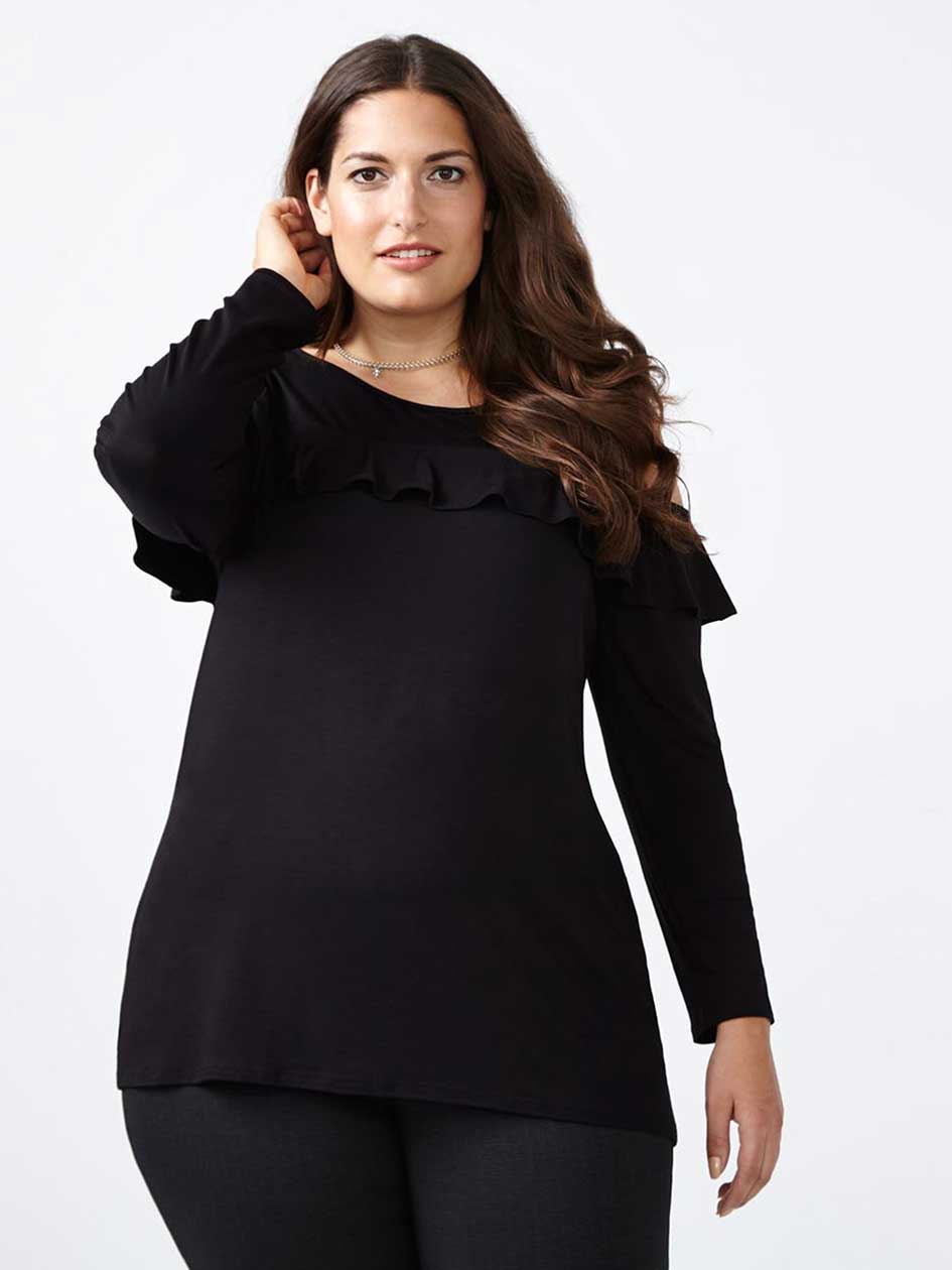 Ruffled Cold Shoulder top Ruffled Cold Shoulder top