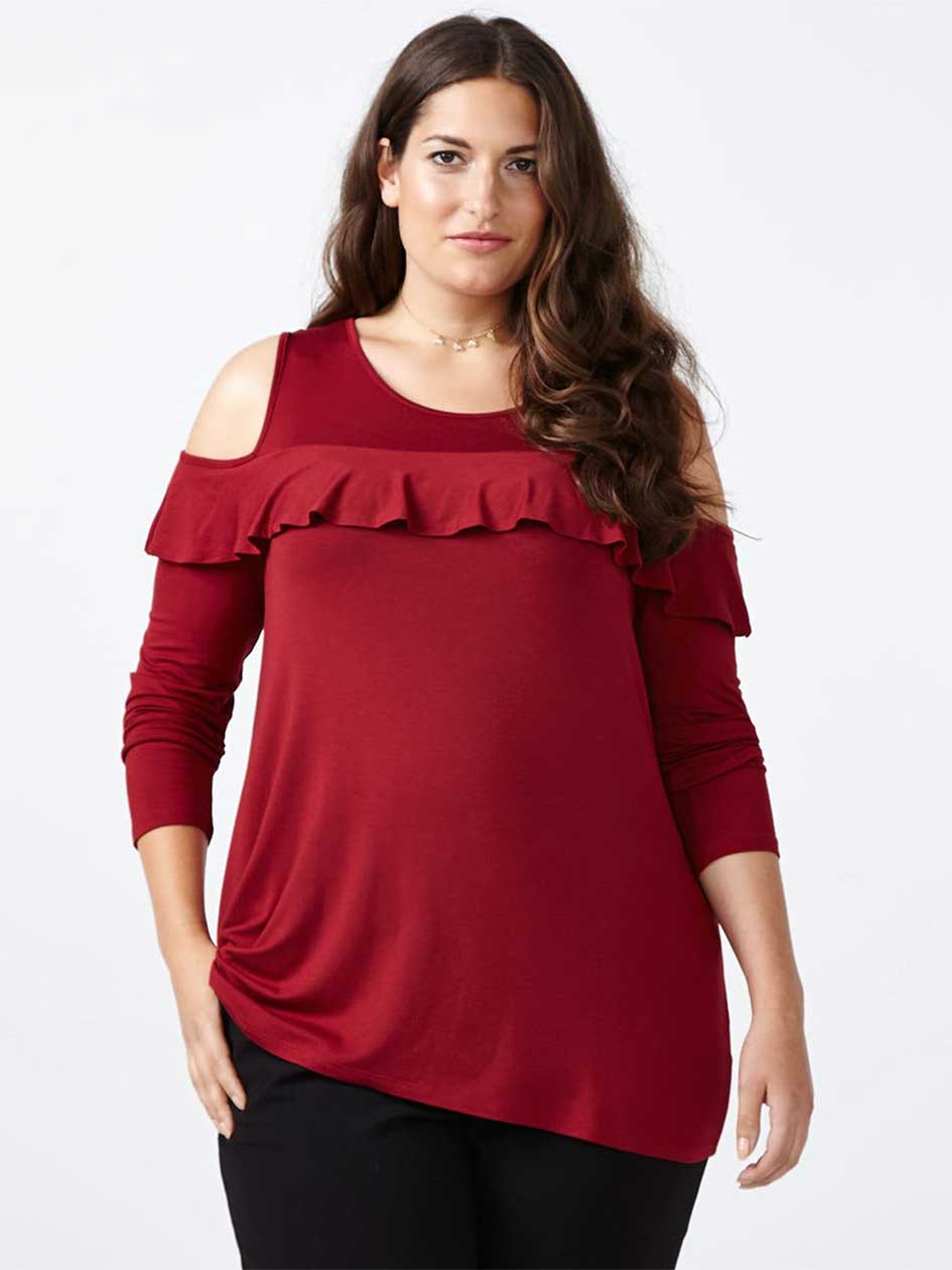 ONLINE ONLY Ruffled Cold Shoulder top ONLINE ONLY Ruffled Cold Shoulder top