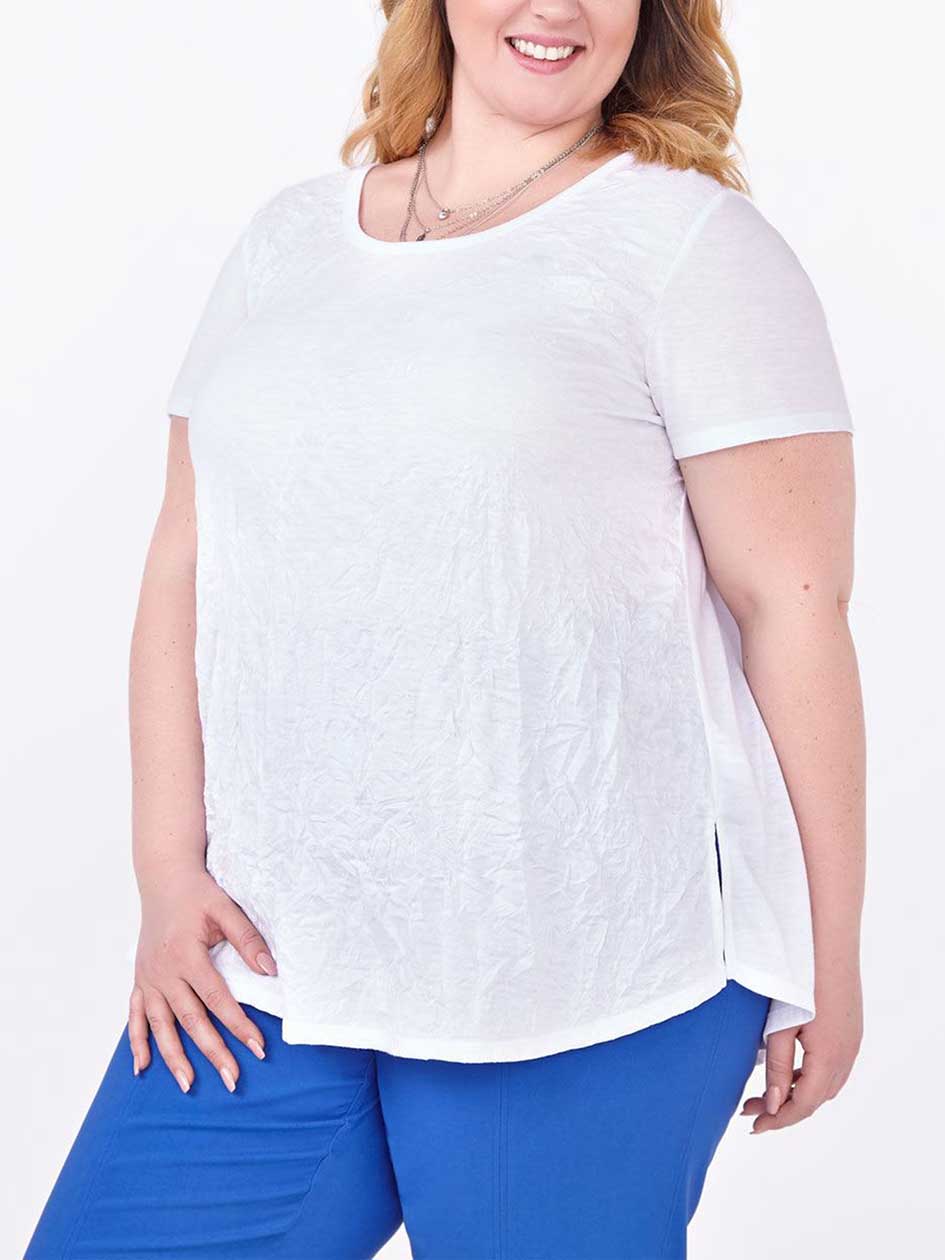 Short Sleeve Crushed Knit Swing Top Short Sleeve Crushed Knit Swing Top