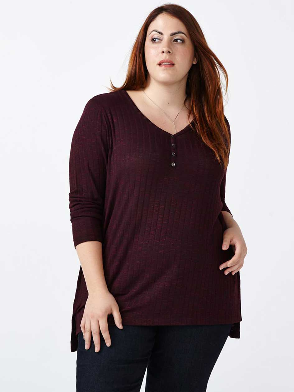 Girlfriend Fit Long Sleeve Knit T-Shirt Girlfriend Fit Long Sleeve Knit T-Shirt