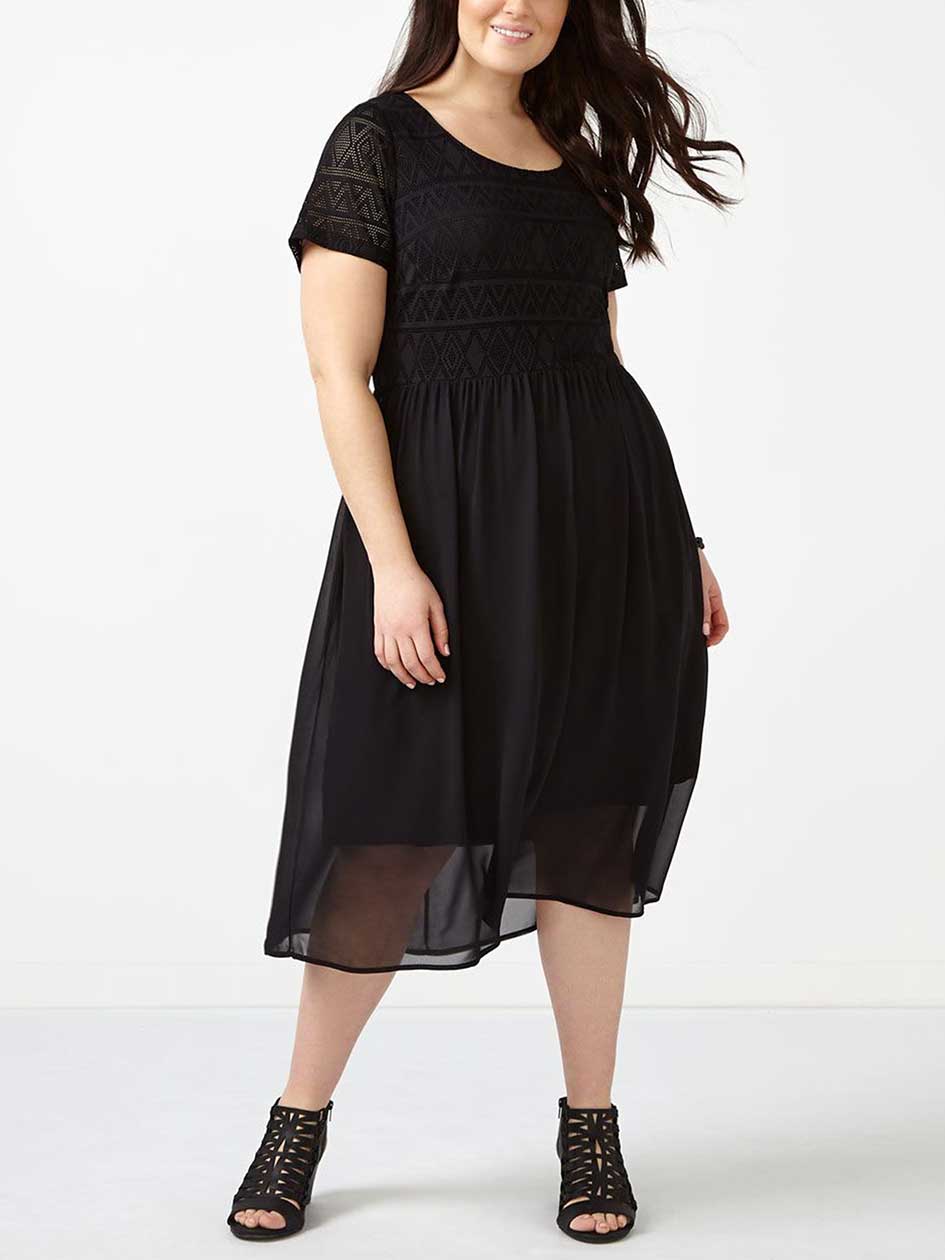 Cap Sleeve Dress with Crochet Cap Sleeve Dress with Crochet