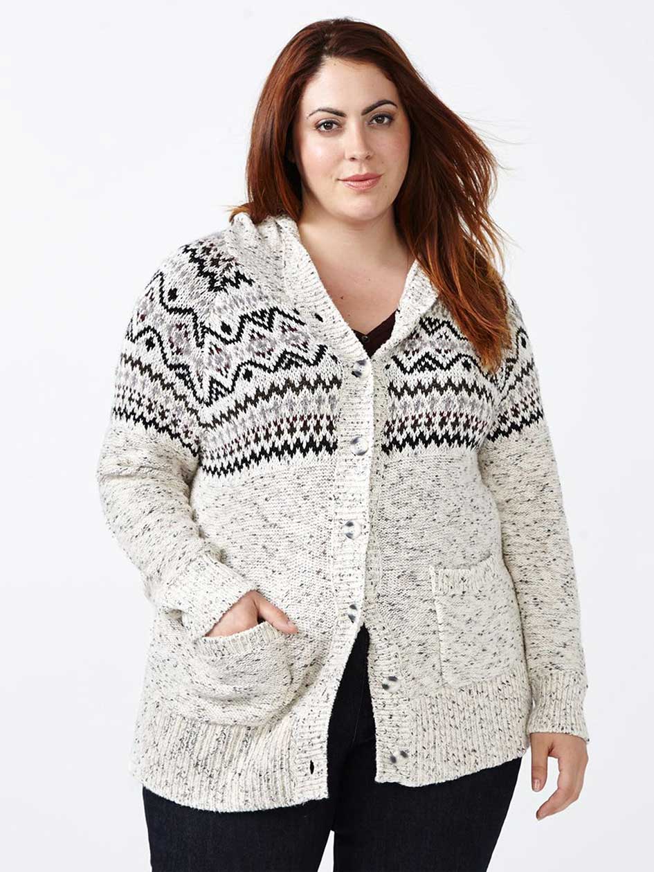 d/c JEANS Patterned Hooded Cardigan d/c JEANS Patterned Hooded Cardigan