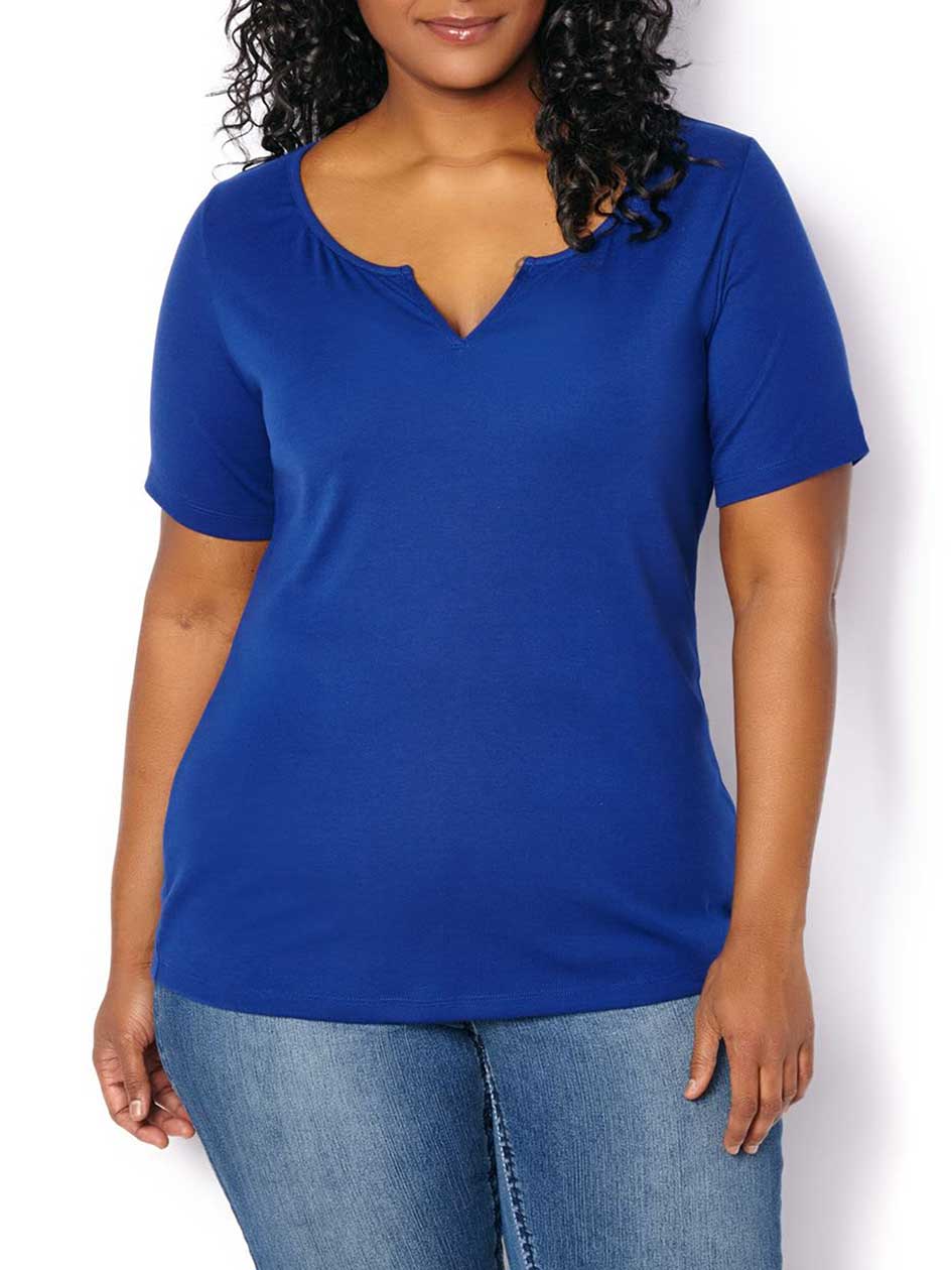 Shaped Fit Split Neckline T-Shirt Shaped Fit Split Neckline T-Shirt