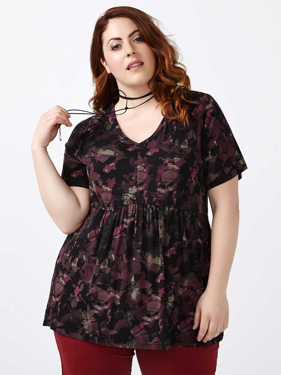 Sleeveless Printed Babydoll Top Sleeveless Printed Babydoll Top