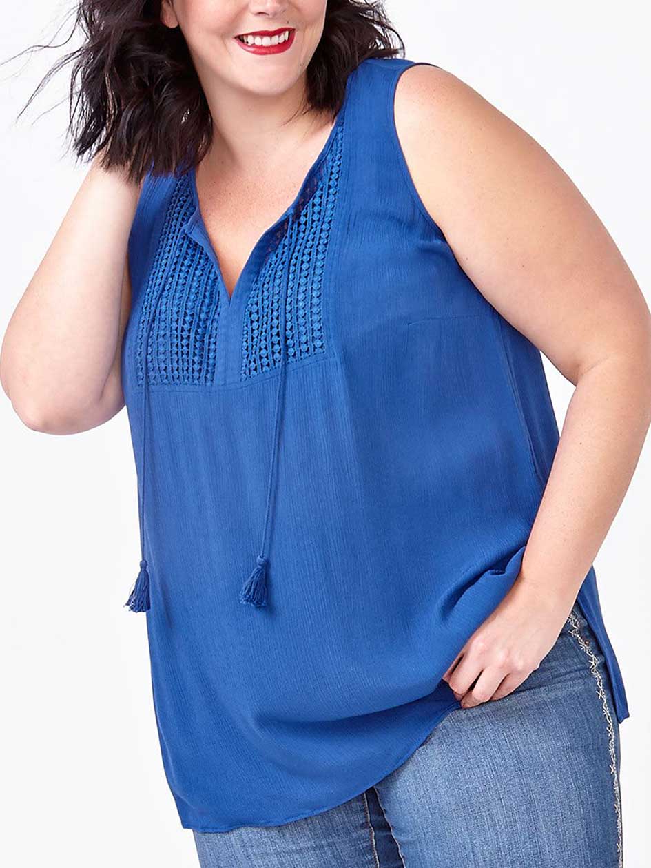 d/c JEANS Sleeveless Top with Crochet d/c JEANS Sleeveless Top with Crochet
