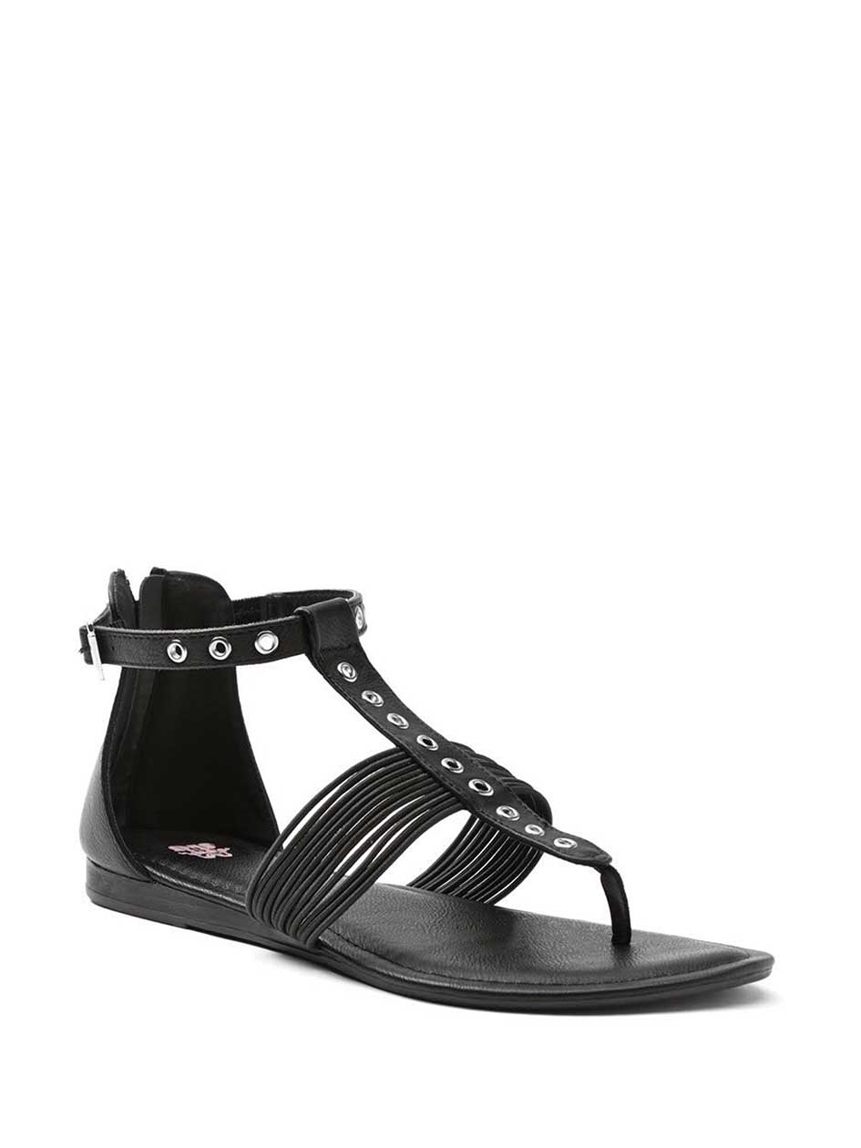 Wide Width Faux-Leather Sandals with Eyelets Wide Width Faux-Leather Sandals with Eyelets