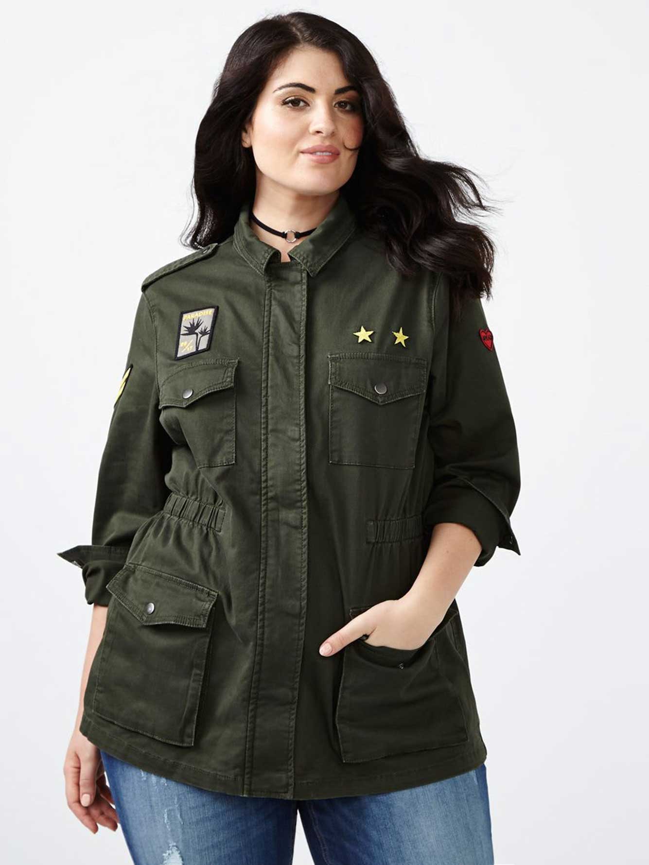 MELISSA McCARTHY Military Jacket with Patches Penningtons