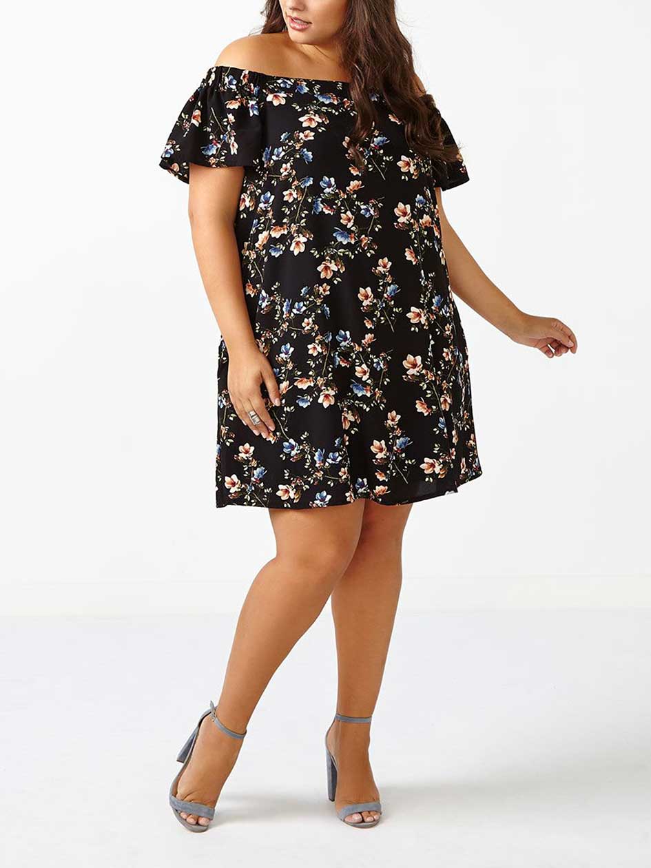 ONLINE ONLY Off Shoulder Floral Print Dress ONLINE ONLY Off Shoulder Floral Print Dress