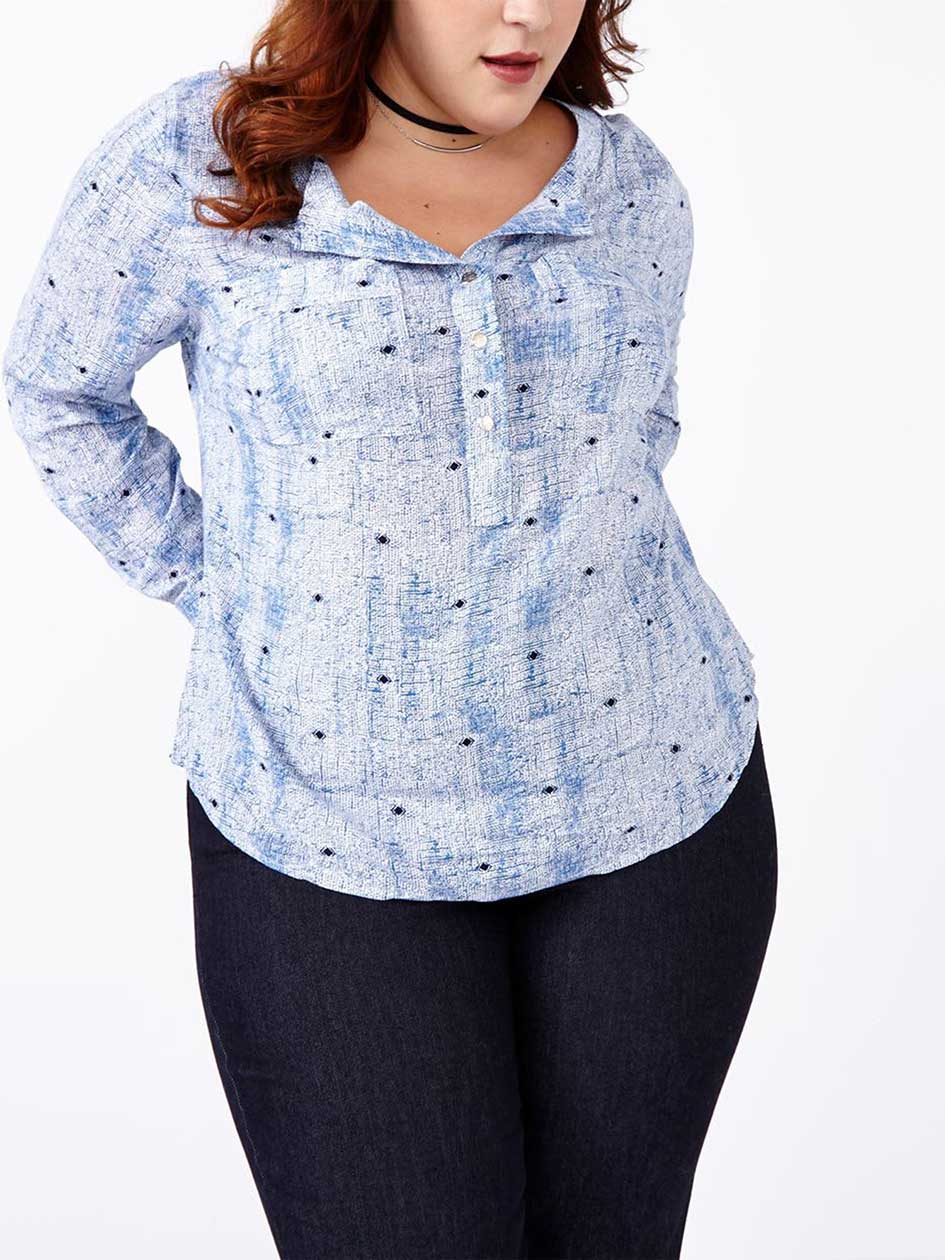 d/c JEANS Long Sleeve Printed Blouse d/c JEANS Long Sleeve Printed Blouse