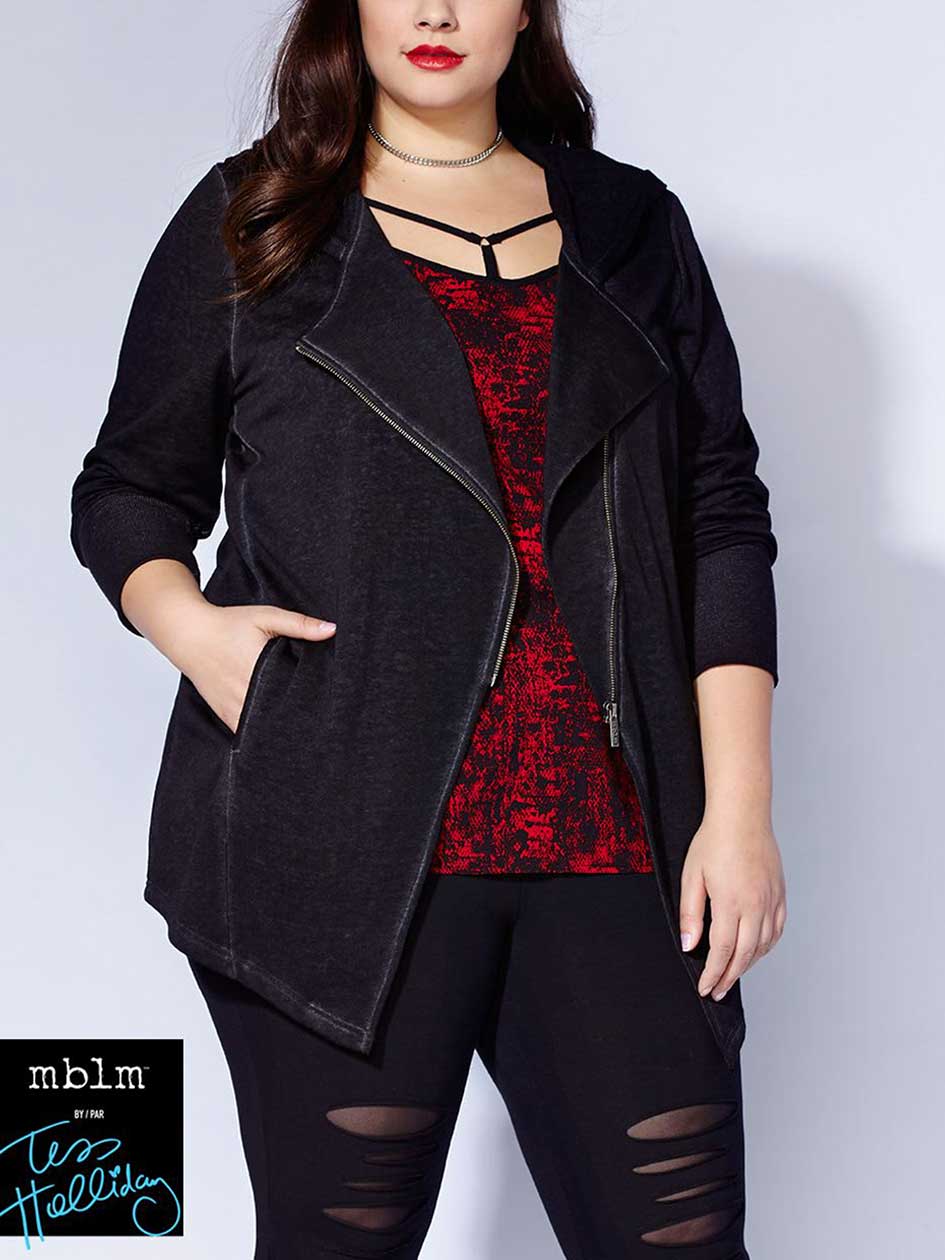 Tess Holliday - Long Sleeve Zip Up Asymmetric Hoodie Tess Holliday - Long Sleeve Zip Up Asymmetric Hoodie