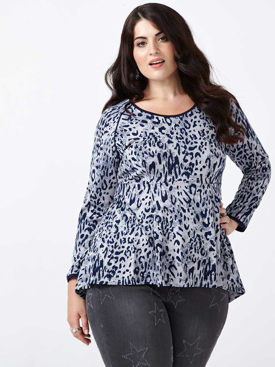MELISSA McCARTHY Animal Print Peplum Top MELISSA McCARTHY Animal Print Peplum Top