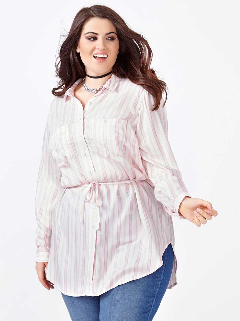 MELISSA McCARTHY Long Sleeve Striped Tunic MELISSA McCARTHY Long Sleeve Striped Tunic