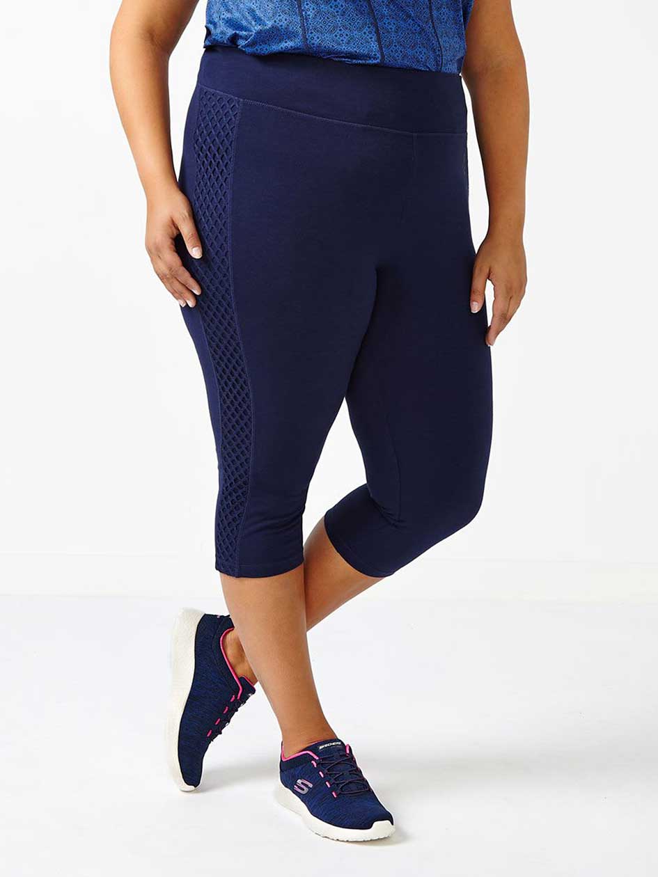 Essentials - Plus-Size Capri Legging with Mesh Essentials - Plus-Size Capri Legging with Mesh