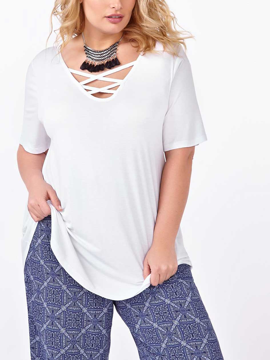 d/c JEANS Short Sleeve Lace Up Top d/c JEANS Short Sleeve Lace Up Top