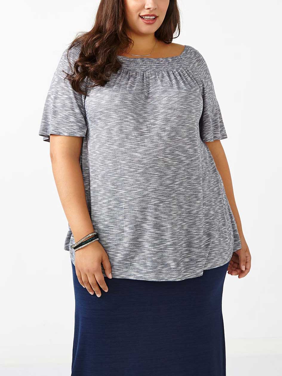 d/c JEANS Smocked Off Shoulder Top d/c JEANS Smocked Off Shoulder Top