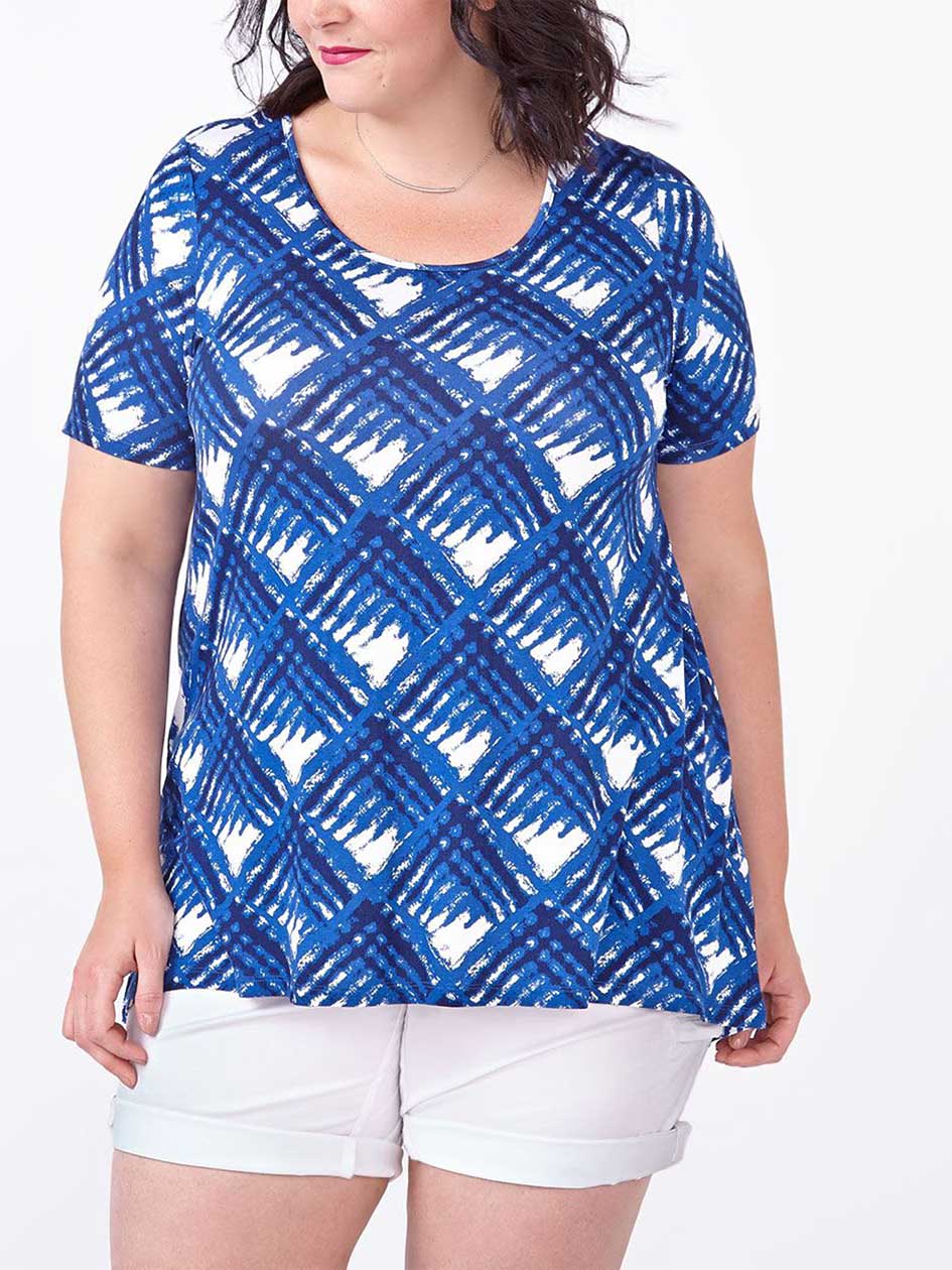 d/c JEANS Short Sleeve Printed Top with Crochet d/c JEANS Short Sleeve Printed Top with Crochet