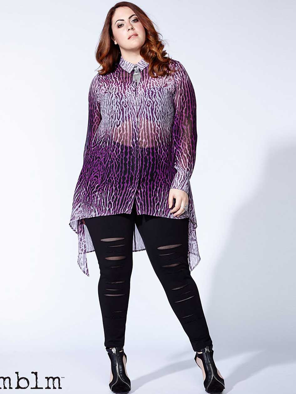 mblm - Printed Sharkbite Blouse mblm - Printed Sharkbite Blouse