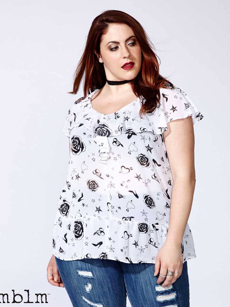 mblm Printed Ruffled Blouse mblm Printed Ruffled Blouse