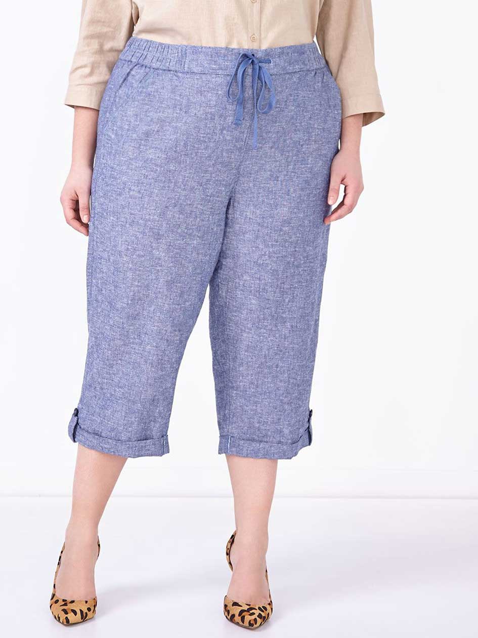 Pull On Linen Capri Pull On Linen Capri
