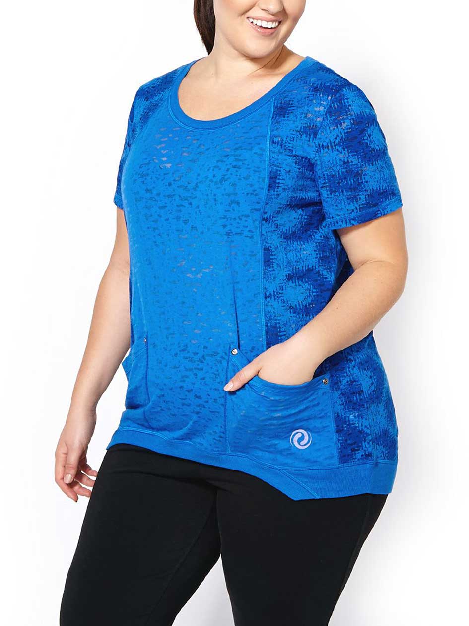 Athleisure - Plus-Size Burnout Print T-Shirt Athleisure - Plus-Size Burnout Print T-Shirt