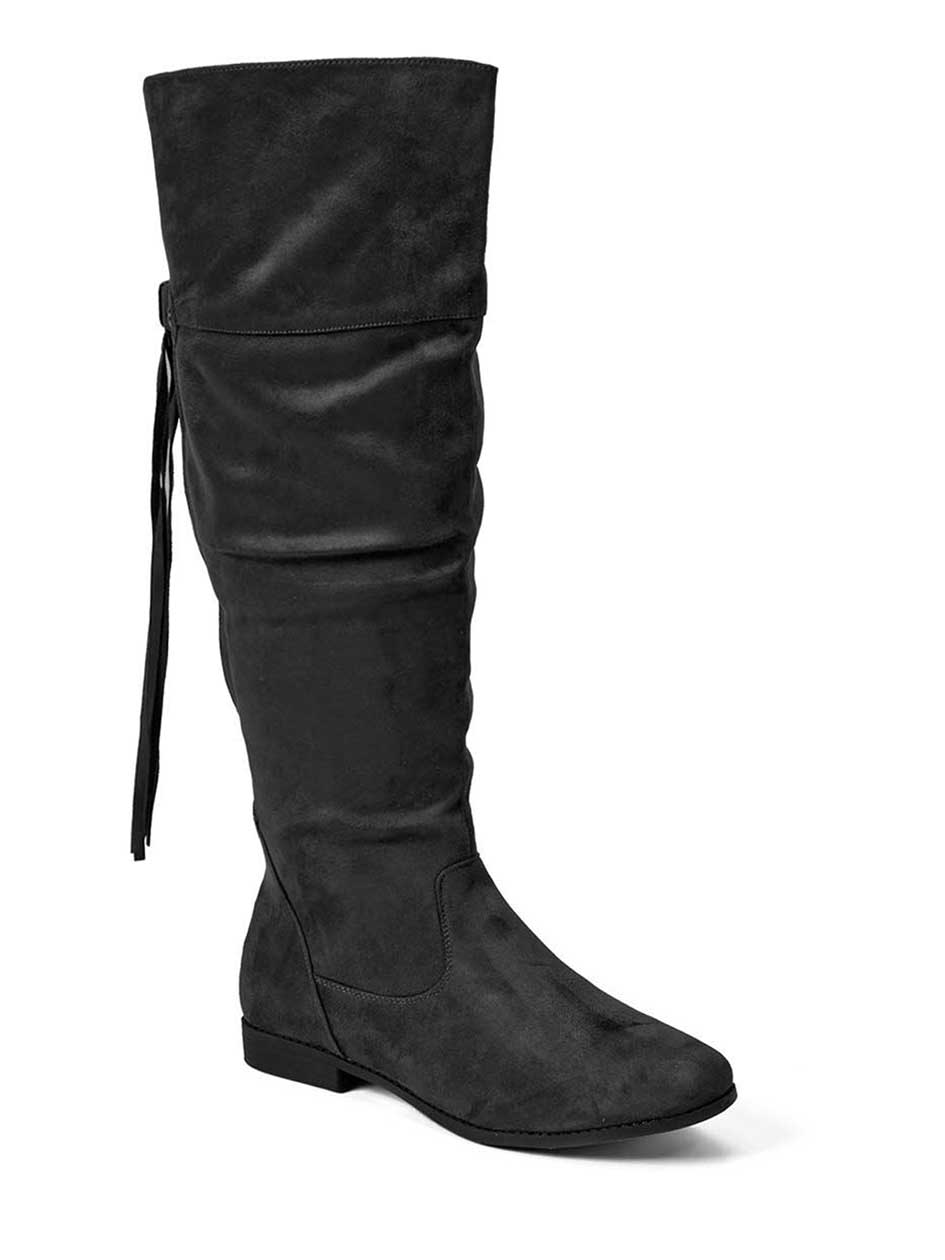 Wide-Width Tall Faux-Suede Boots with Fringe Wide-Width Tall Faux-Suede Boots with Fringe