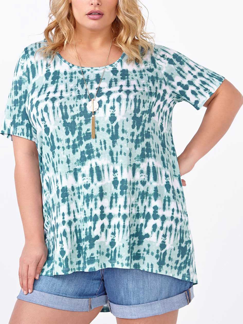 d/c JEANS Short Sleeve Printed Top with Crochet d/c JEANS Short Sleeve Printed Top with Crochet