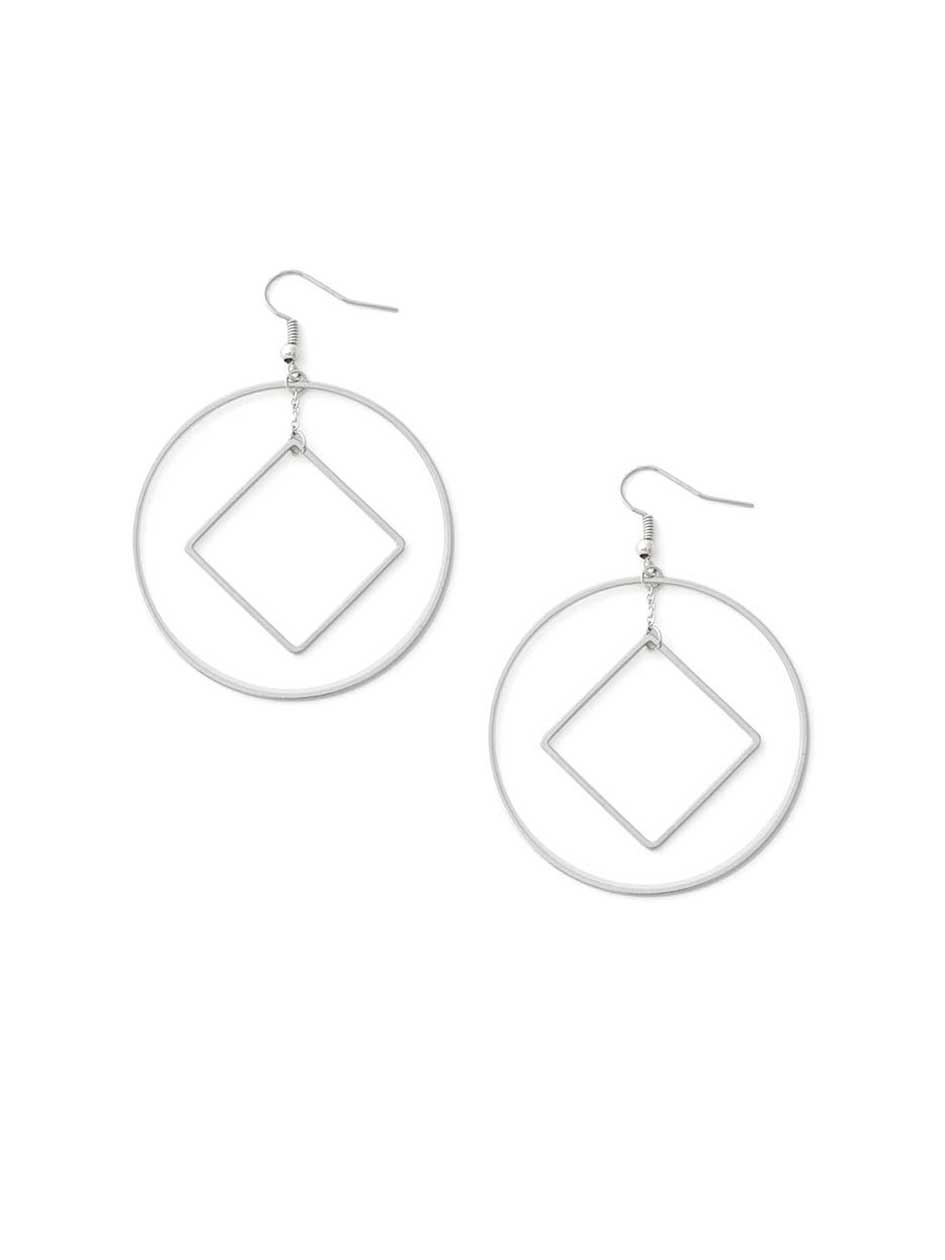 Hoop Earrings with Dangle Square Hoop Earrings with Dangle Square