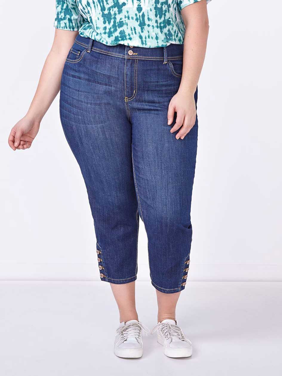 d/c JEANS Straight Fit Straight Leg Denim Capri d/c JEANS Straight Fit Straight Leg Denim Capri