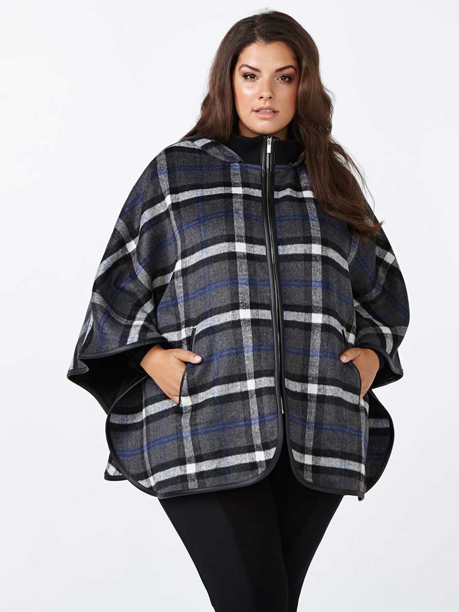 Plaid Zip Up Cape Plaid Zip Up Cape