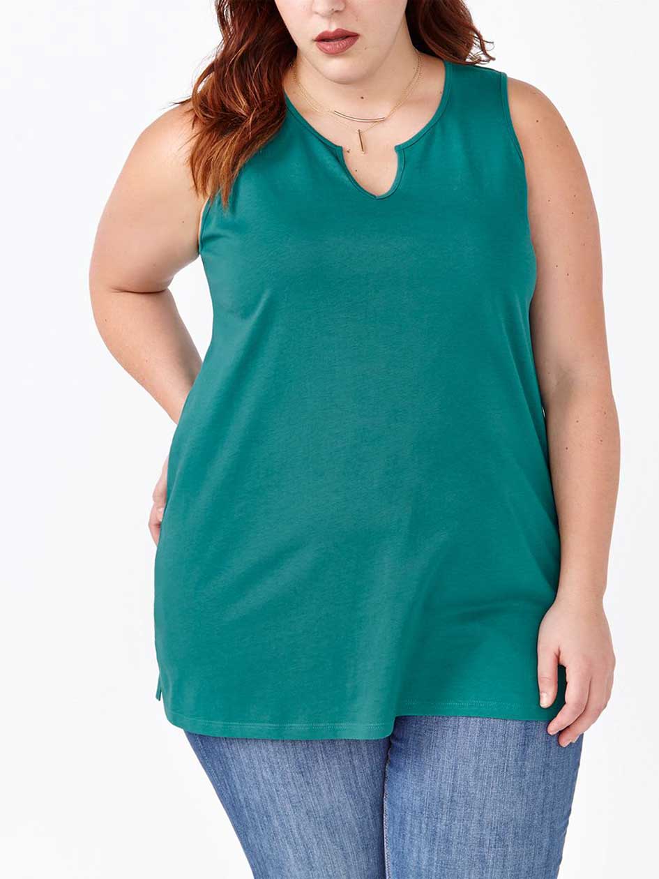 Relaxed Fit Split Neck Cotton Tank Top Relaxed Fit Split Neck Cotton Tank Top