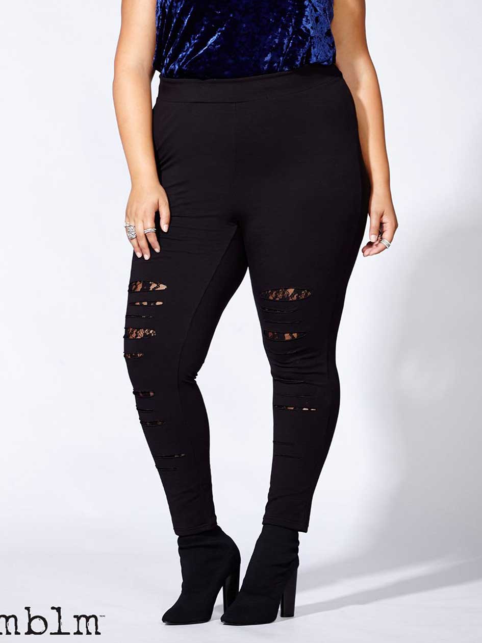 mblm - Black Legging with Rips and Lace mblm - Black Legging with Rips and Lace