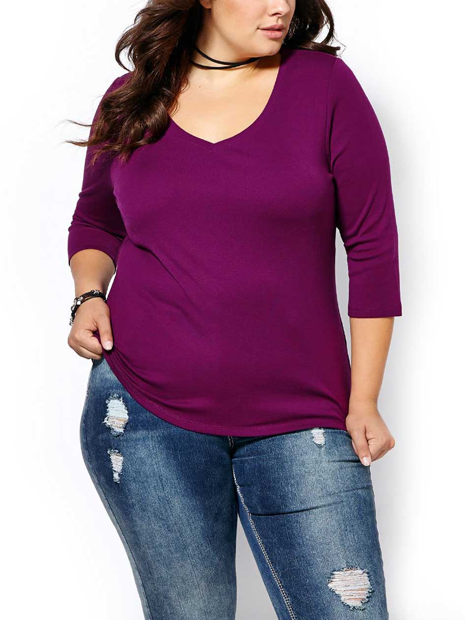 Shaped Fit 3/4 Sleeve T-Shirt Shaped Fit 3/4 Sleeve T-Shirt