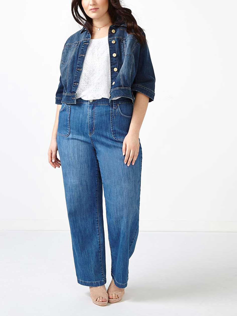 d/c JEANS Elbow Sleeve Cropped Denim Jacket d/c JEANS Elbow Sleeve Cropped Denim Jacket