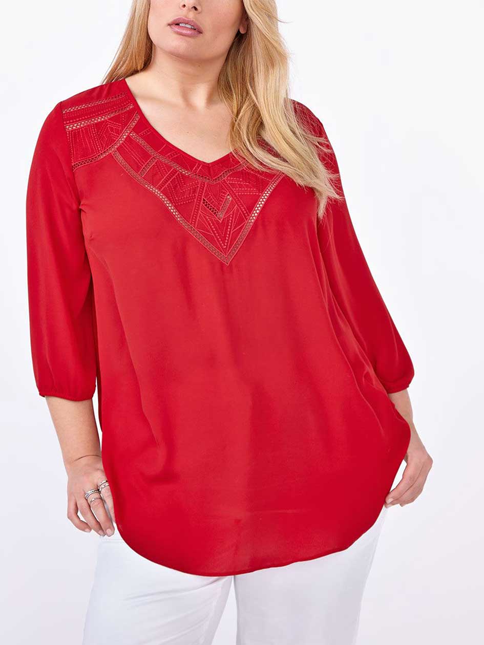3/4 Sleeve Embroidered Blouse 3/4 Sleeve Embroidered Blouse
