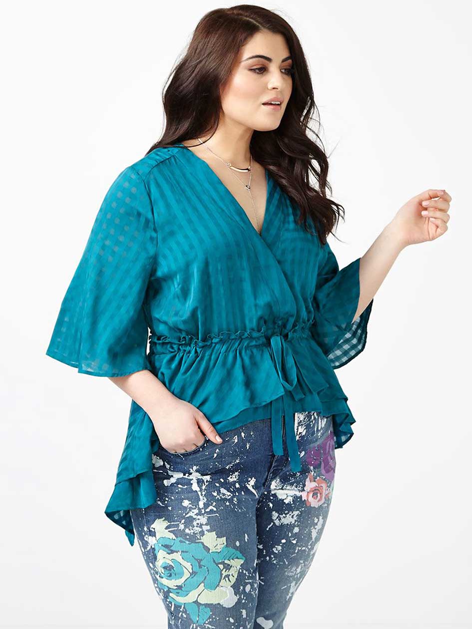 MELISSA McCARTHY Elbow Sleeve Peplum Blouse MELISSA McCARTHY Elbow Sleeve Peplum Blouse