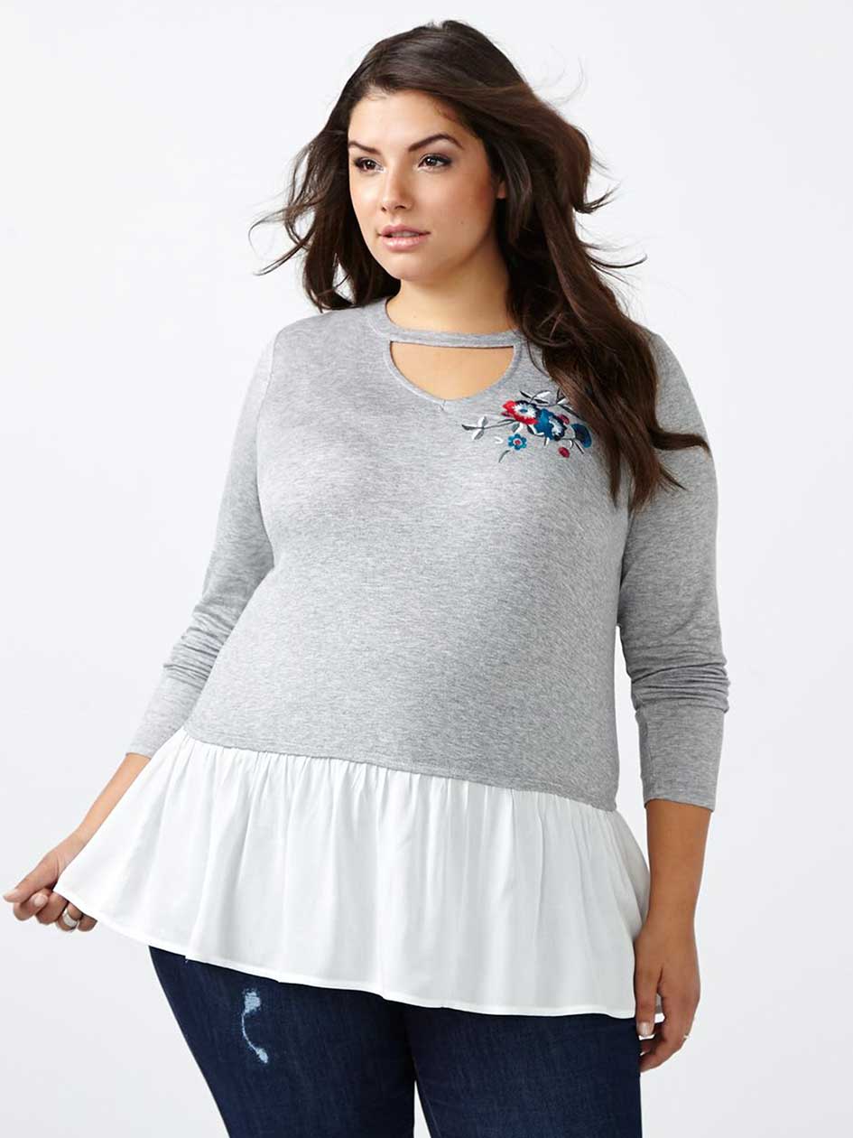 d/c JEANS Embroidered Peplum Top d/c JEANS Embroidered Peplum Top