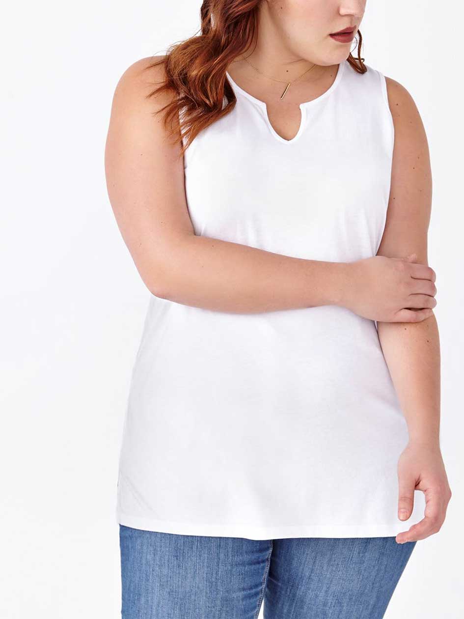Relaxed Fit Split Neck Cotton Tank Top Relaxed Fit Split Neck Cotton Tank Top