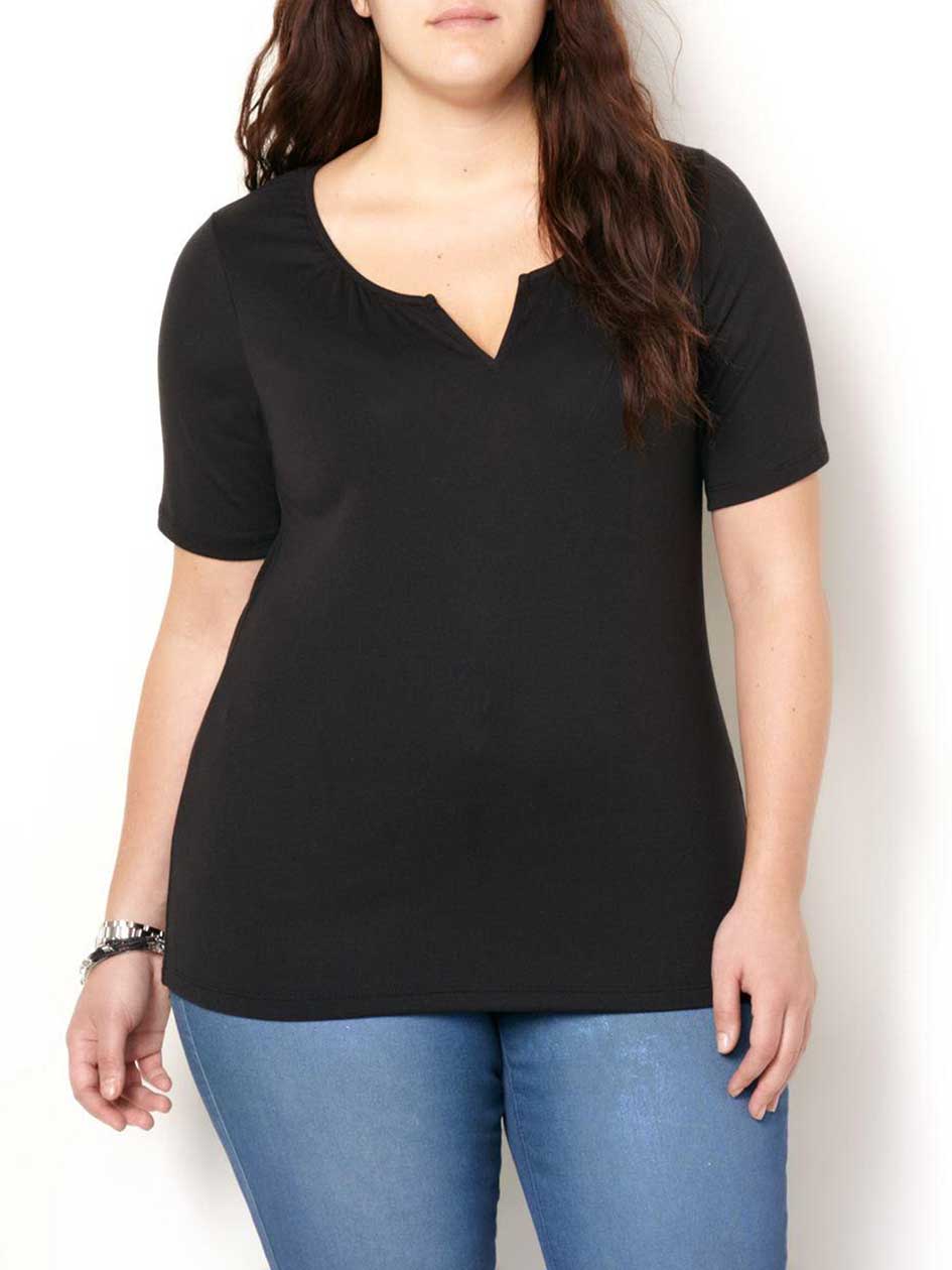 Shaped Fit Split Neckline T-Shirt Shaped Fit Split Neckline T-Shirt