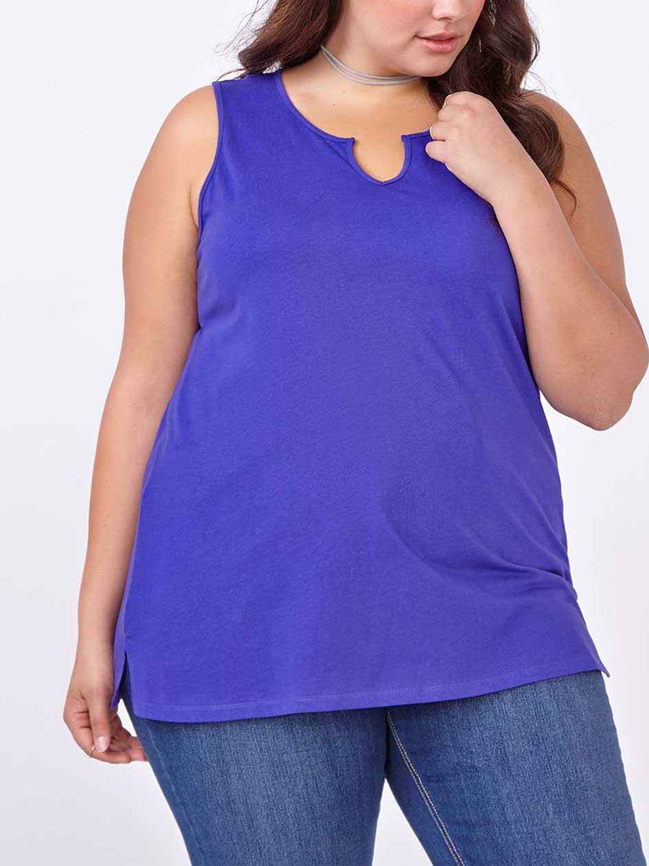 Relaxed Fit Split Neck Cotton Tank Top Relaxed Fit Split Neck Cotton Tank Top
