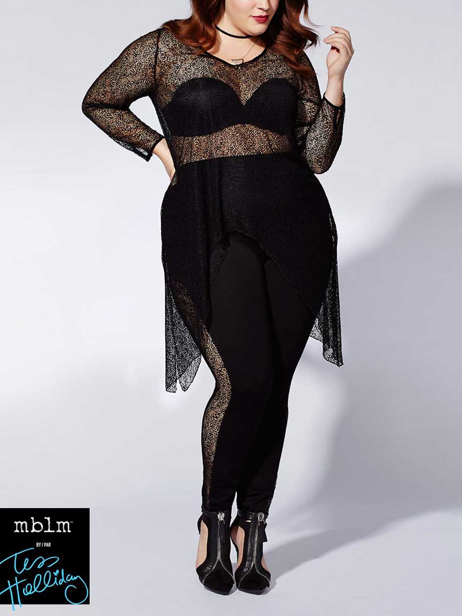 Tess Holliday - Long Sleeve High Low Lace Tunic Tess Holliday - Long Sleeve High Low Lace Tunic