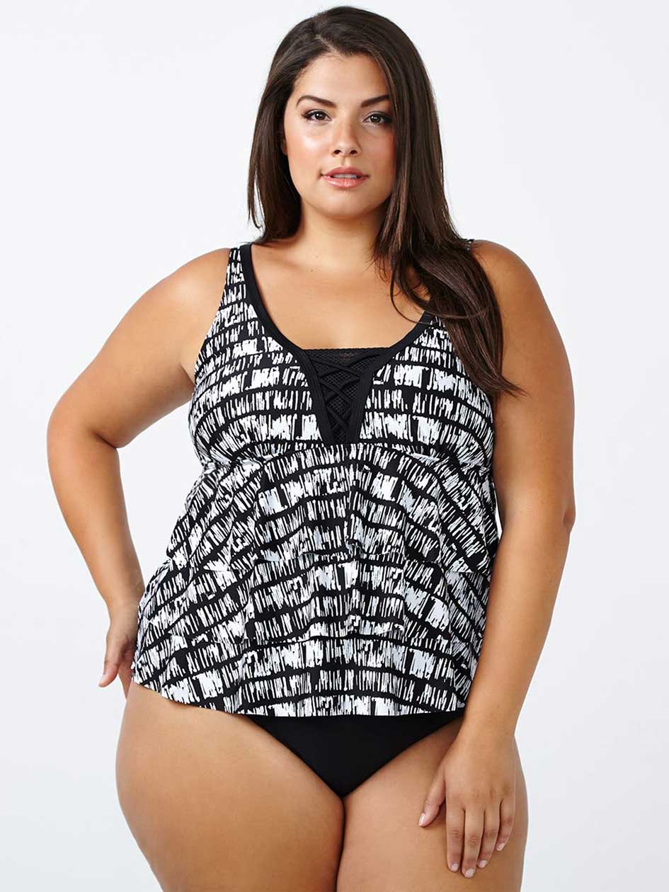 Sea - Printed Ruffled Tankini Swim Top Sea - Printed Ruffled Tankini Swim Top