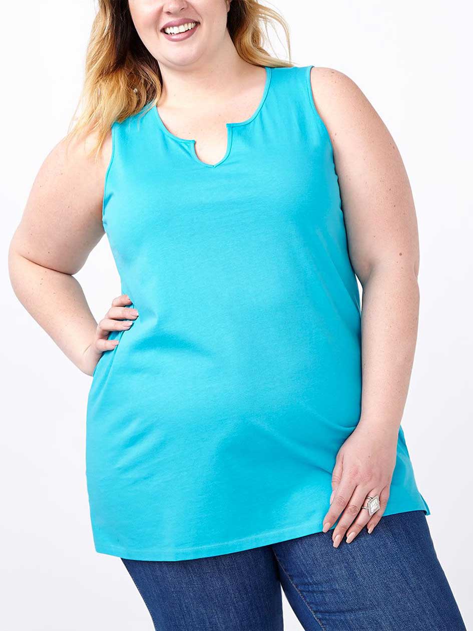 Relaxed Fit Split Neck Cotton Tank Top Relaxed Fit Split Neck Cotton Tank Top