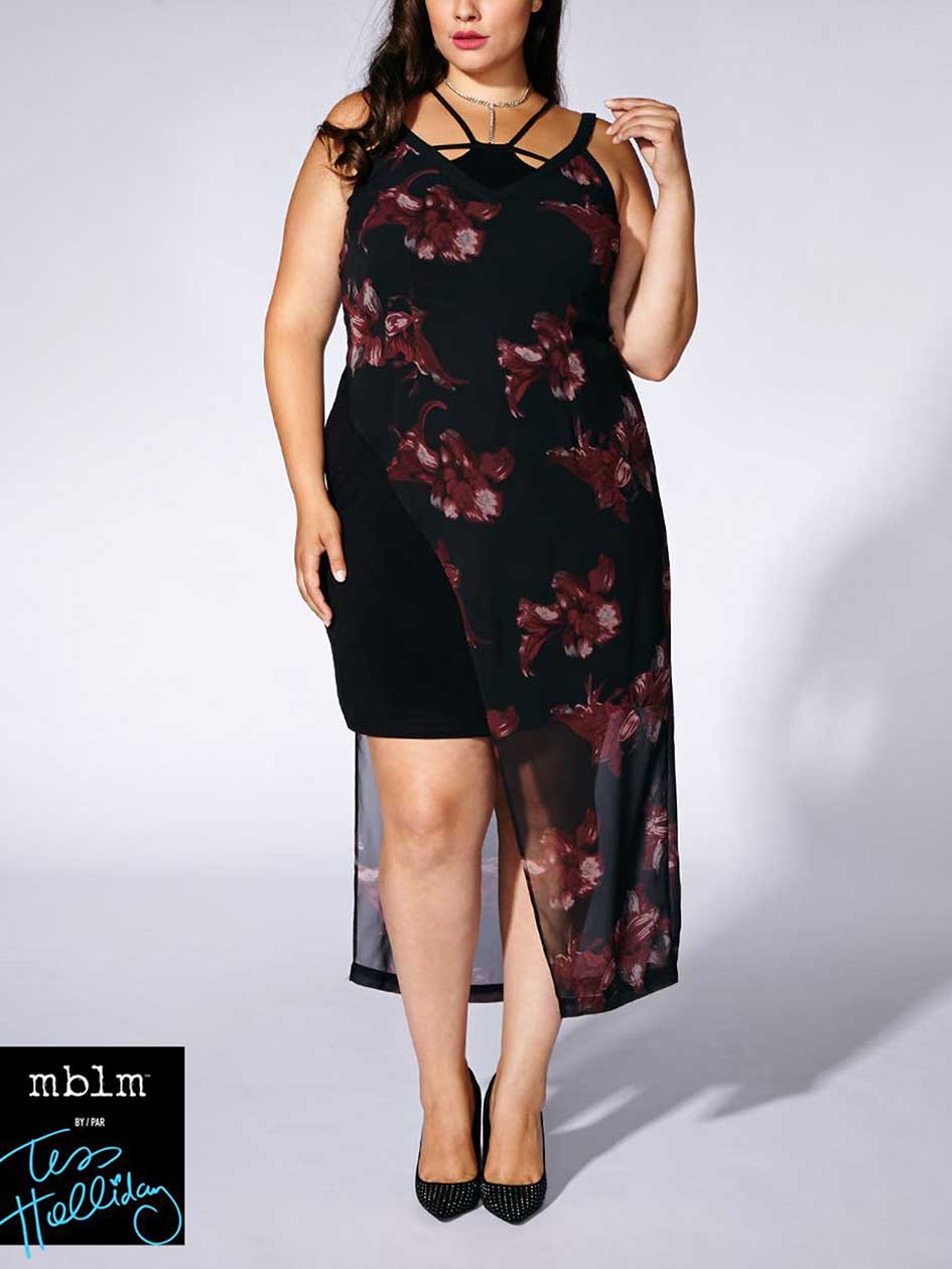 Tess Holliday - Sleeveless Printed Asymmetric Maxi Dress Tess Holliday - Sleeveless Printed Asymmetric Maxi Dress