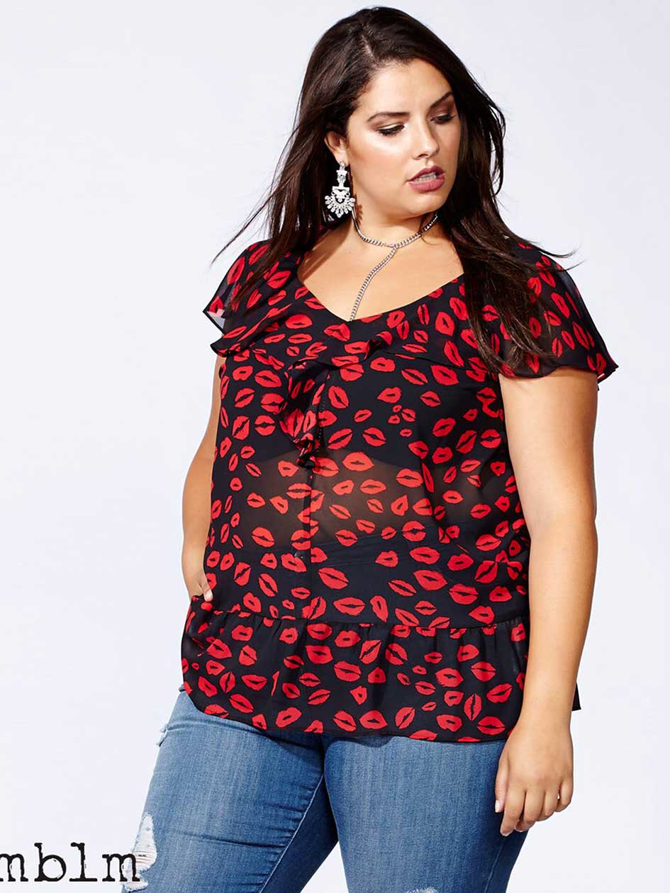 mblm Printed Ruffled Blouse mblm Printed Ruffled Blouse