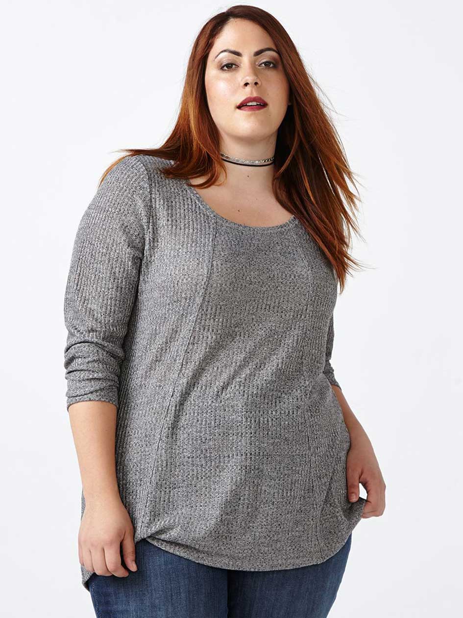 Girlfriend Fit Long Sleeve Ribbed T-Shirt Girlfriend Fit Long Sleeve Ribbed T-Shirt