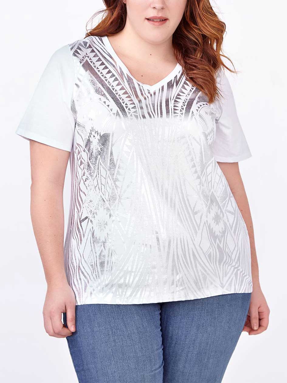 Shaped Fit Foil Print T-Shirt Shaped Fit Foil Print T-Shirt