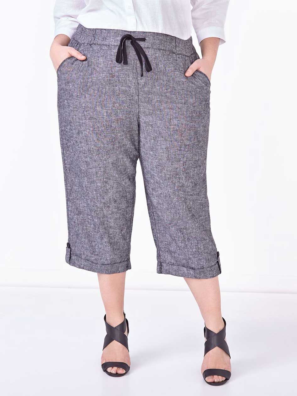 Pull On Linen Capri Pull On Linen Capri
