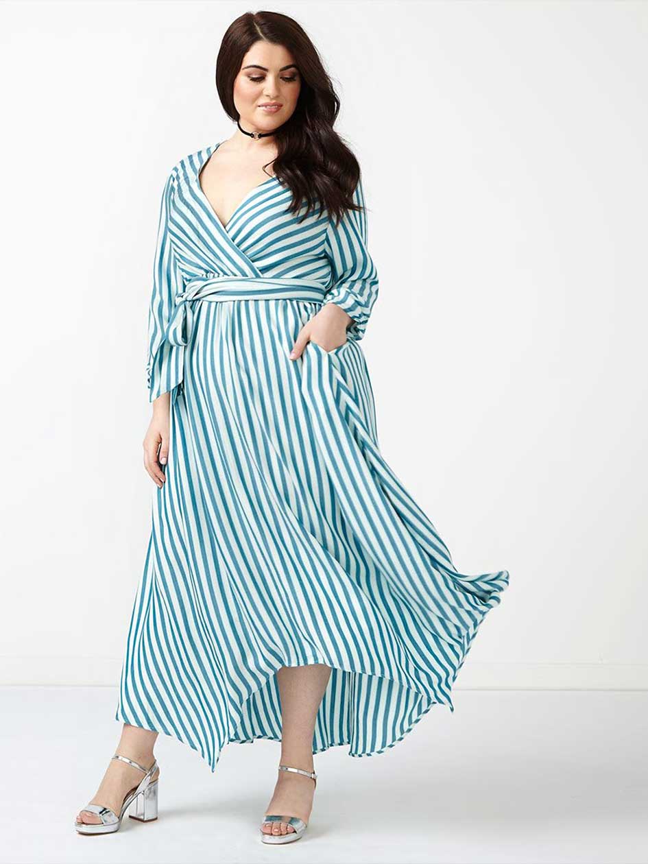 MELISSA McCARTHY Striped Wrap Maxi Dress MELISSA McCARTHY Striped Wrap Maxi Dress