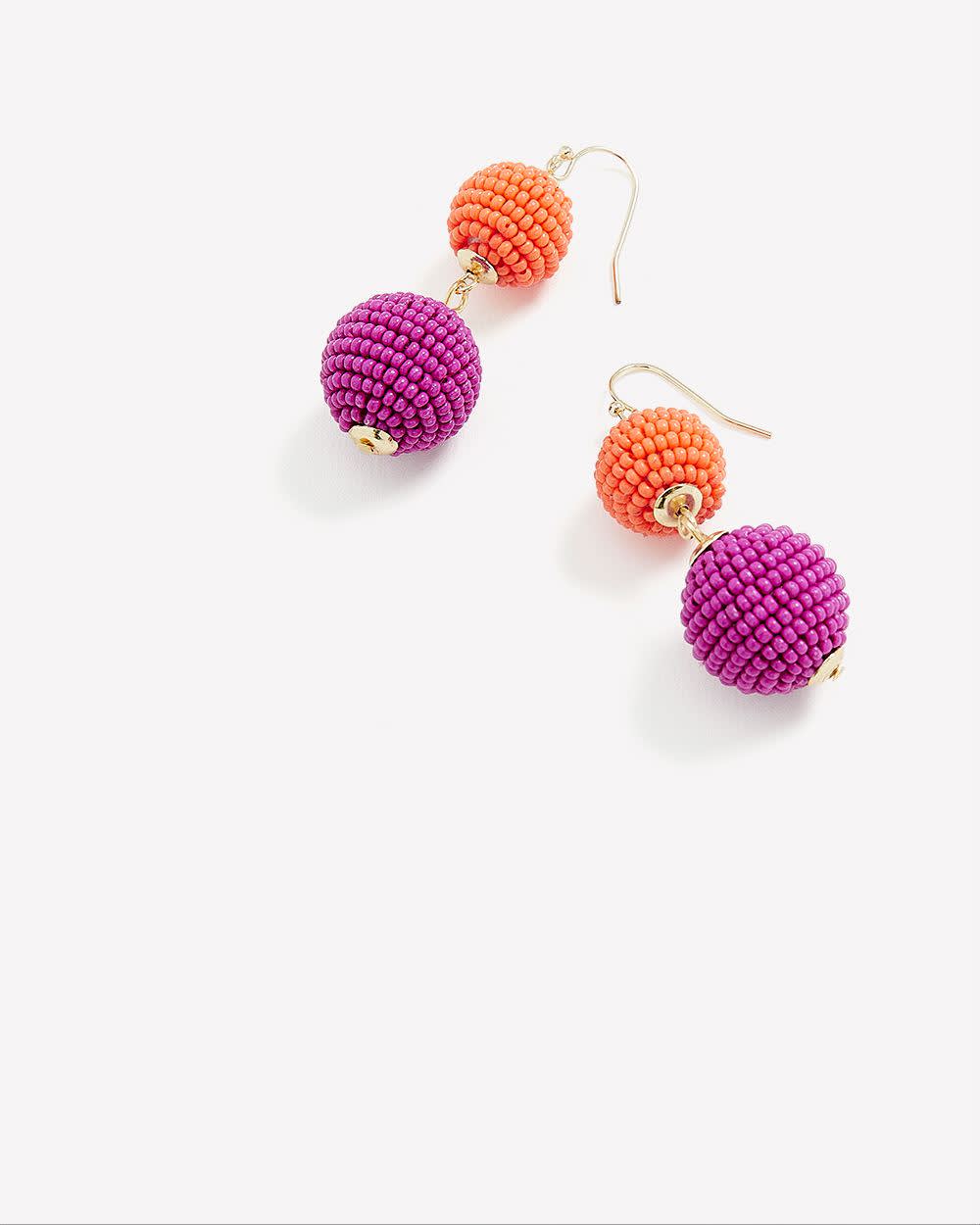 Double Two-Tone Seed Beads Balls Earrings